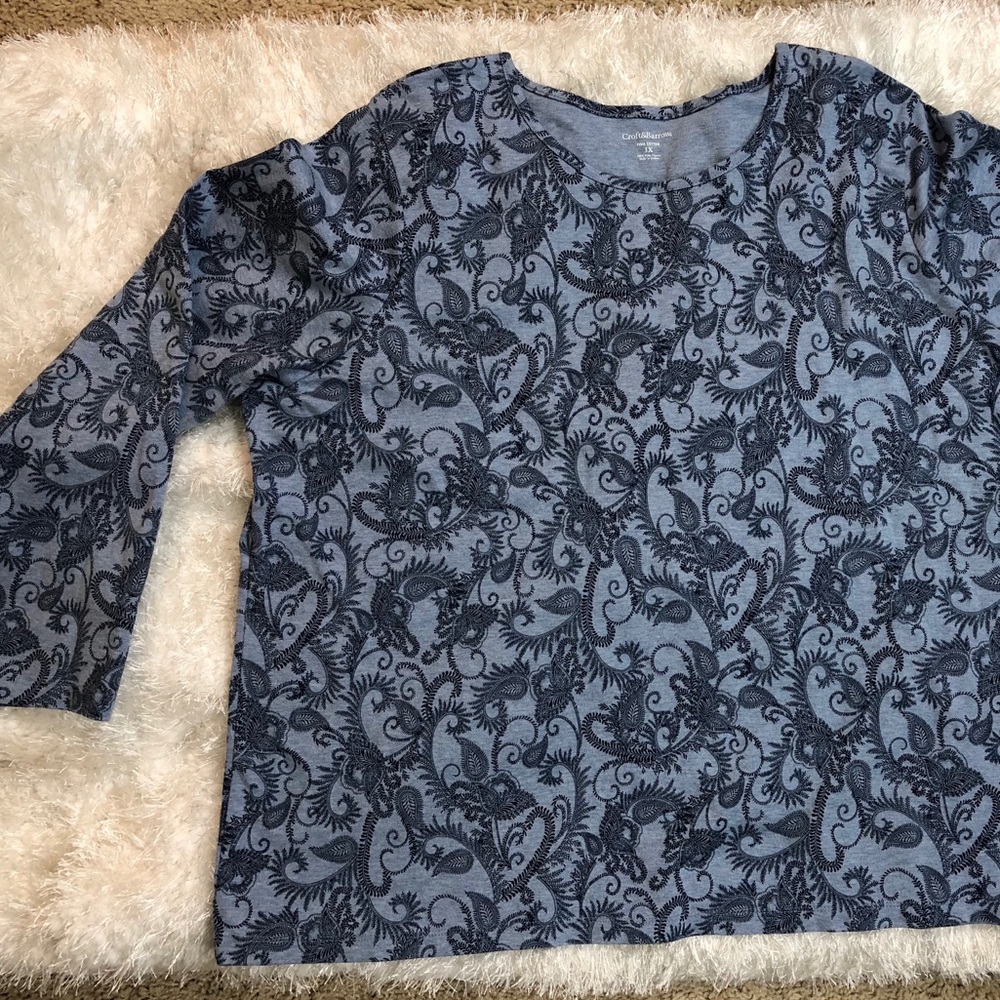 NWOT Croft &Barrow Pika Cotton Blue Top